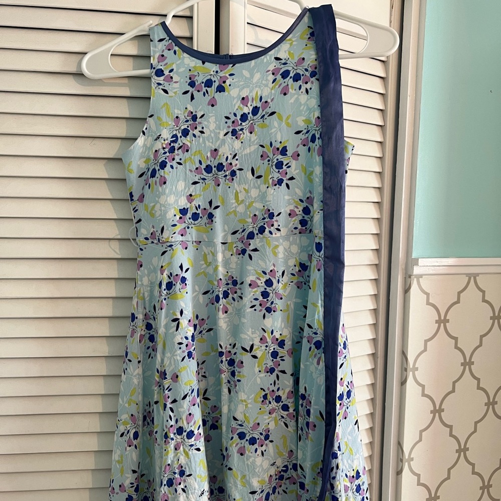 American Girl dress, floral, size 8, with ribbon tie.